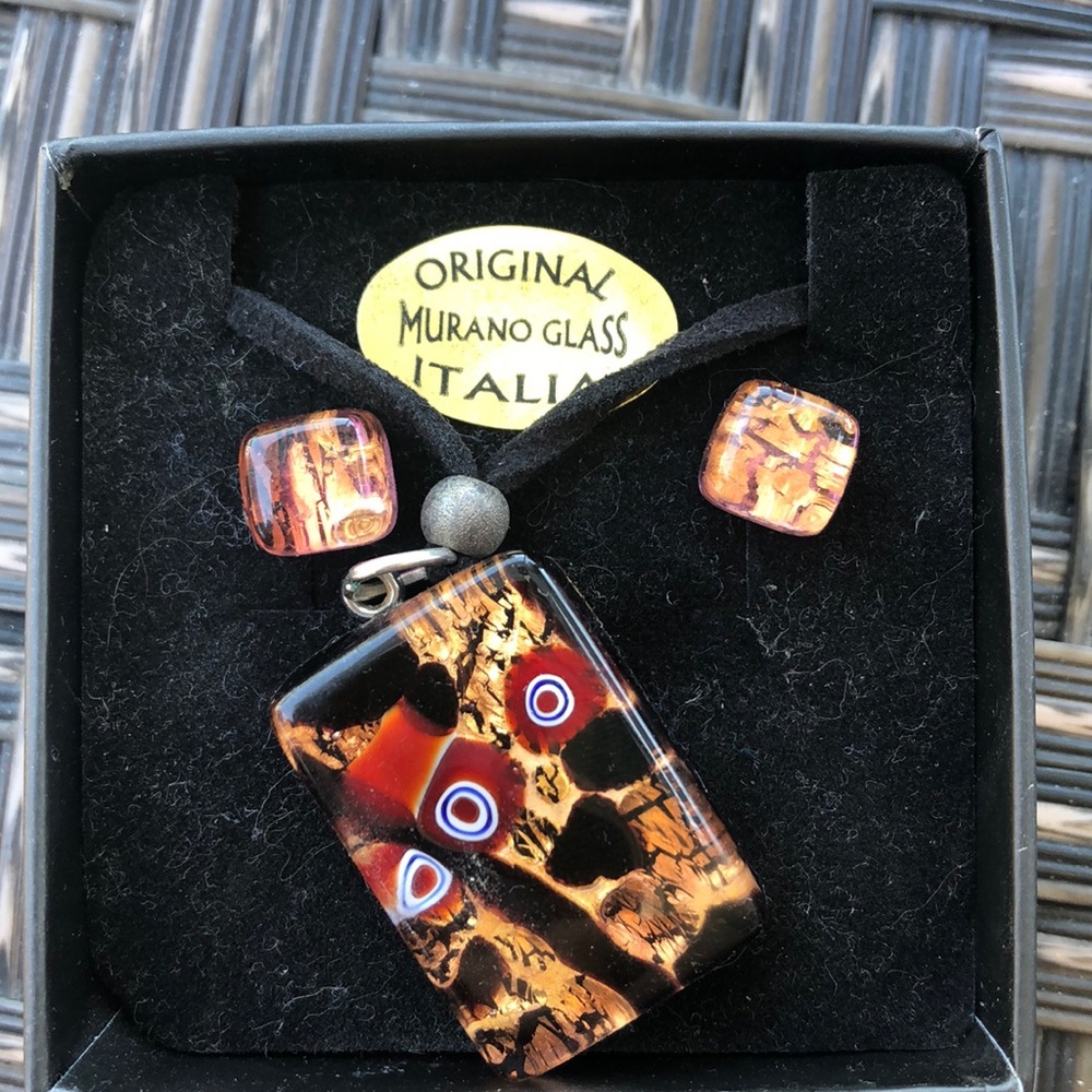 Original murano Glass necklace and earrings set